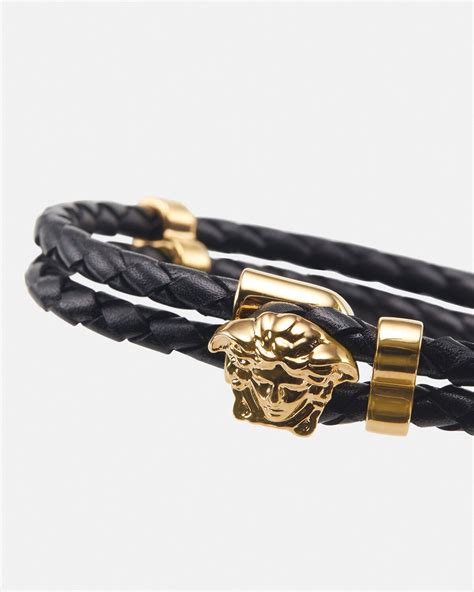 versace leather charm bracelet|Versace medusa leather bracelet.